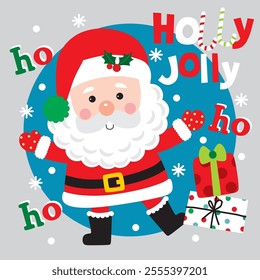 Cute Santa Claus For Christmas Card or Bag design