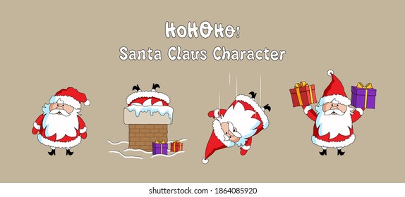 Cute Santa claus  christmas character collection flat.