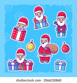 Cute Santa Claus christmas stickers set