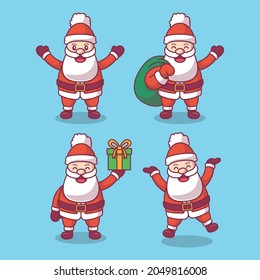 Cute santa claus christmas vector illustration set