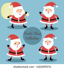 Cute santa claus collection. Christmas season concept.