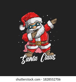 cute santa claus dabbing dance illustration vector graphic