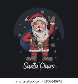 Cute santa claus dabbing dance illustration, premium vector graphics