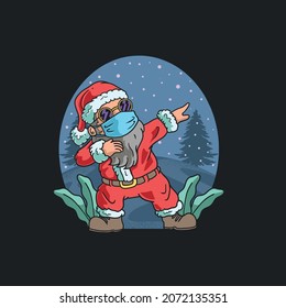 Cute Santa Claus Dabbing in Winter Night