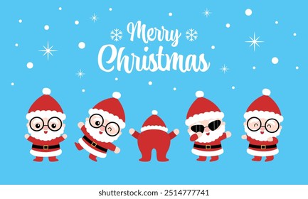 Cute Santa Claus dancing and making dab moves, dabbing. Christmas party illustration