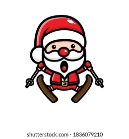 cute santa claus designs skiing