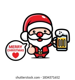 cute santa claus drinking beer