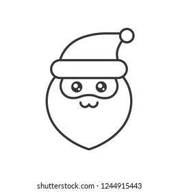 Cute Santa Claus emoticon, line design vector illustration