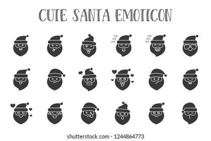 Cute Santa Claus emoticon set, solid design vector illustration