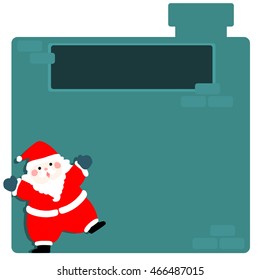 Cute santa claus at empty board vector illustration