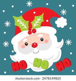 Cute Santa Claus Face For Christmas Card or Bag design