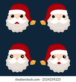 Cute Santa Claus Face Icon Set