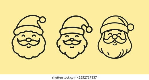 Cute Santa Claus face silhouette illustration - Merry Christmas
