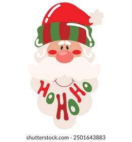 Cute Santa Claus face vector cartoon illustration