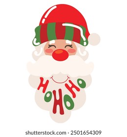 Cute Santa Claus face vector cartoon illustration