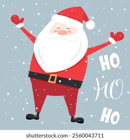 Cute Santa Claus, Festive, Christmas, Cartoon Illustration, Snow, Vector