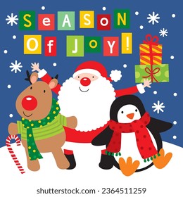 Cute Santa Claus and friends vector image