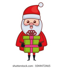 cute santa claus with gift christmas character