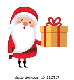 cute santa claus with gift comic character
