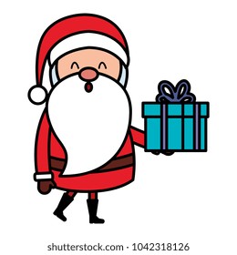 cute santa claus with gift comic character