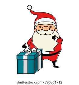 cute santa claus with gift kawaii character