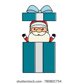 cute santa claus in gift kawaii character