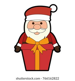 cute santa claus with gift present