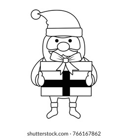 cute santa claus with gift present