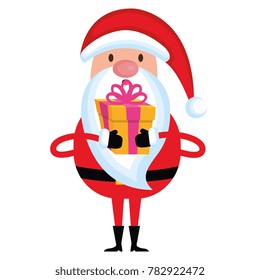 cute santa claus with gift present