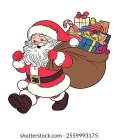 Cute santa claus with gifts