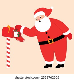 Cute Santa Claus got Christmas letter illustration 