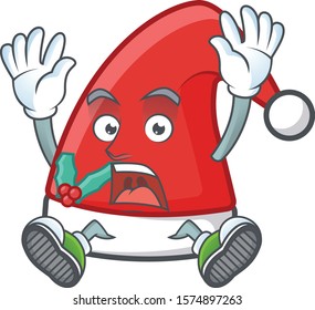 cute santa claus hat cartoon character style with shocking gesture
