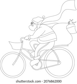  Cute Santa Claus Having a joy ride. Vector illustration