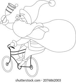  Cute Santa Claus Having a joy ride. Vector illustration