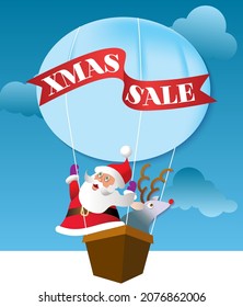  Cute Santa Claus Having a joy ride. Vector illustration