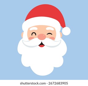 Cute Santa Claus head, flat design. Vector illustration