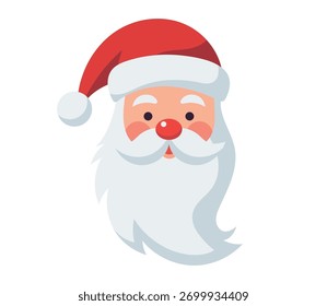 Cute santa claus head, flat design. Vector illustration.