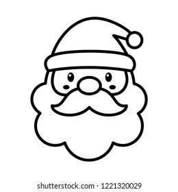 Cute Santa Claus head, Merry Christmas decoration, Happy X'mas new year greeting gift design template, Outline design vector Illustration