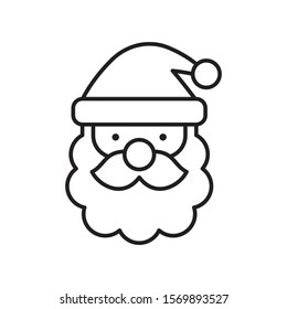 Cute Santa Claus head, Merry Christmas decoration, Happy X'mas new year greeting gift design template, Outline design vector Illustration