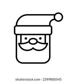 Cute Santa Claus head, Merry Christmas decoration, Happy X'mas new year greeting gift design template, Outline design vector Illustration