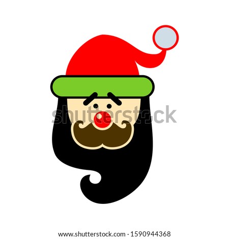 Cute Santa Claus head - Merry Christmas background, Happy X'mas new year greeting gift design template, Flat design vector Illustration