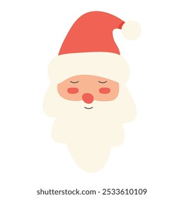 Cute santa claus head on white background