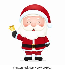 Cute Santa Claus holding a bell. vector image