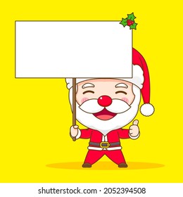 Cute Santa Claus holding billboard Chibi character illustration