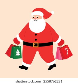 Cute Santa Claus holding shopping bag illustration 