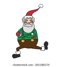 Cute Santa Claus is holding a sign . children's vector illustration on a white isolated background for banners.