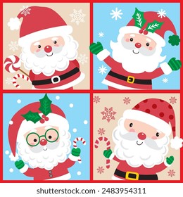 Cute Santa Claus image For Christmas Card or Bag design