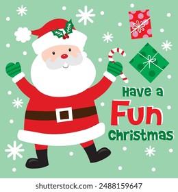 Cute Santa Claus image For Christmas Card or Bag design