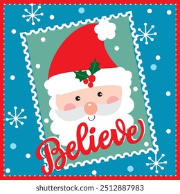 Cute Santa Claus image For Christmas Card or Bag design