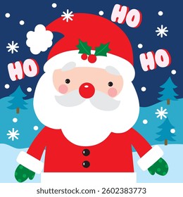 Cute Santa Claus image For Christmas Card or Bag design
